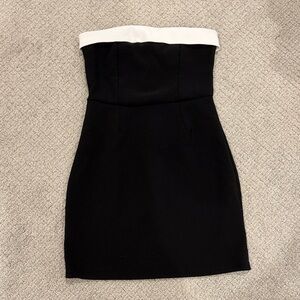 Edikted Strapless Black Dress with White Trim